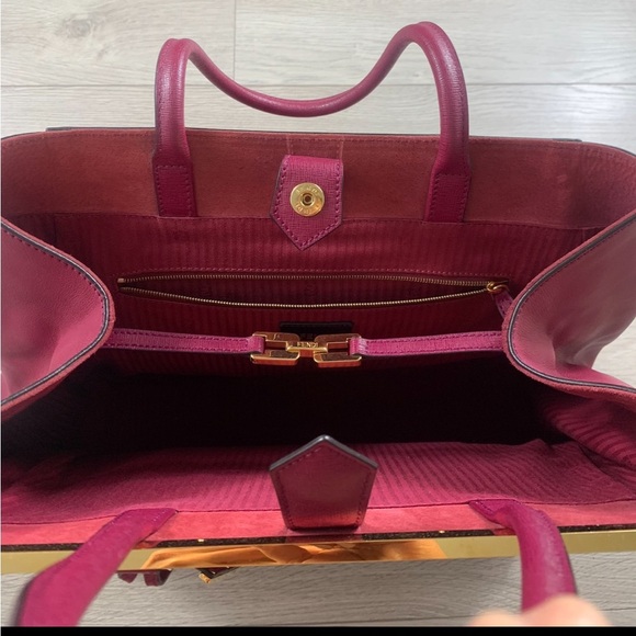 Fendi Medium 2Jours Fuchsia Pink Leather Satchel Tote - Picture 7 of 16